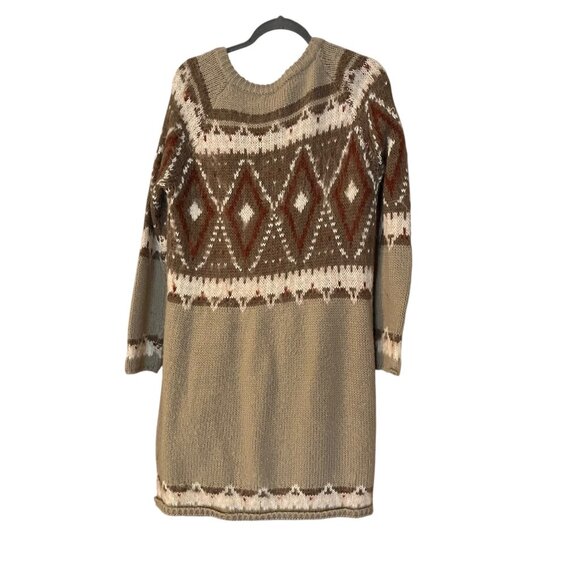 Free People Frosted Fair Isle Cardigan Chunky Sweater Aztec Womens Size Medium - Picture 2 of 9